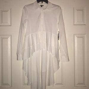 Crisp White Hi-Lo Button Up Top by Ana. Brand New!